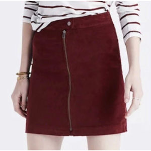 MADEWELL Studio Zip Burgundy Velvet Mini Skirt